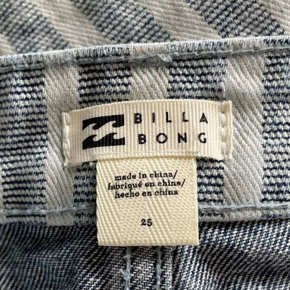 BILLABONG Womens Striped Denim Mini Skirt EUC Sz 25 Button-Fly Cotton Pockets - Picture 6 of 8